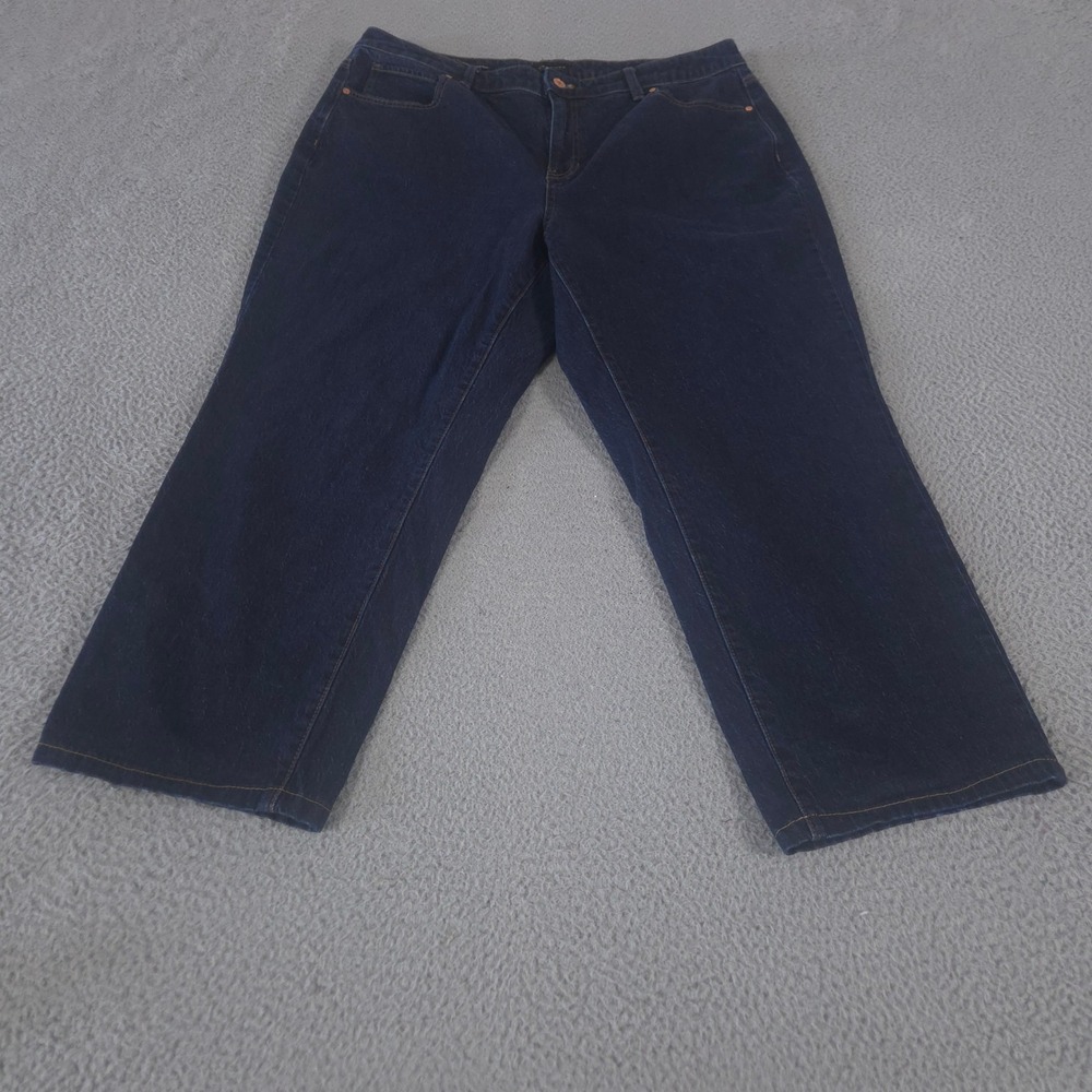 Talbots Jeans Women 16W Blue High Waist Relaxed Pant Michele Wash Cotton Stretch